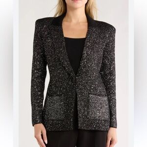 L'AGENCE Sparkling Black Sequin Blazer